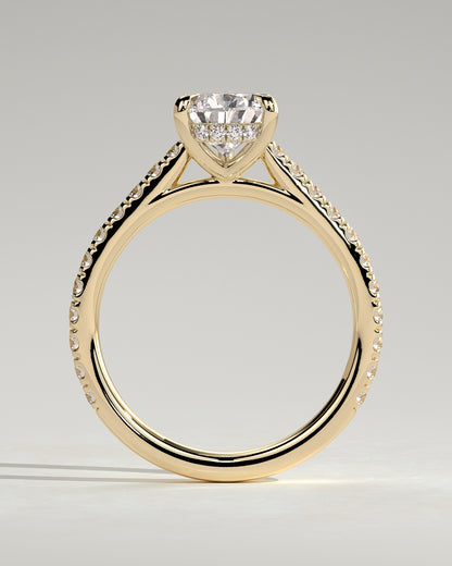 2 CT Pear Cut Pave Style Lab Grown Diamond Engagement Ring