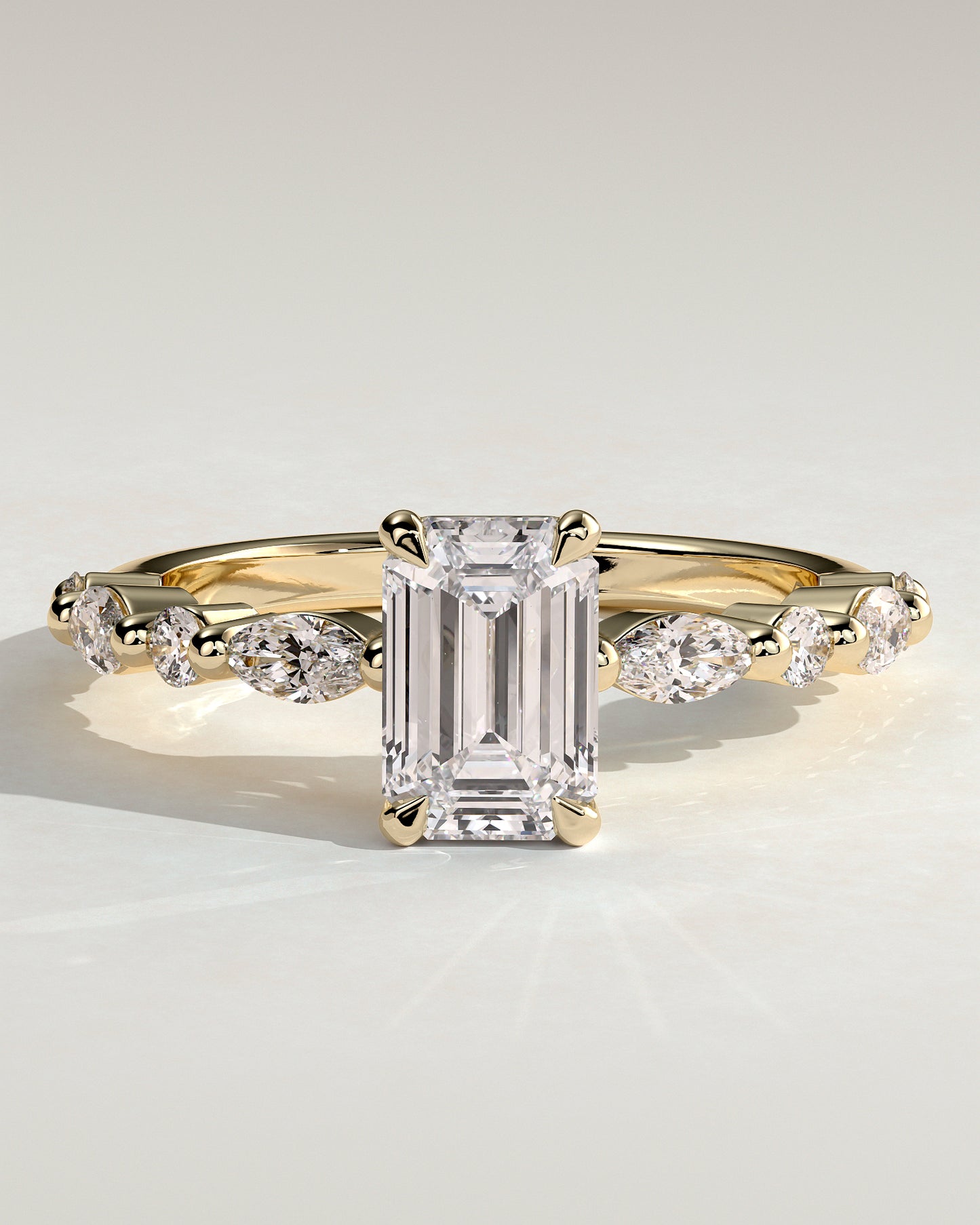 2 CT Emerald Cut Pave Styled Lab Grown Diamond Engagement Ring For Women
