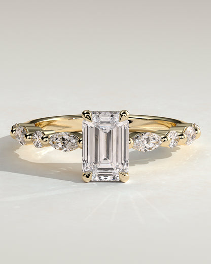 2 CT Emerald Cut Pave Styled Lab Grown Diamond Engagement Ring For Women