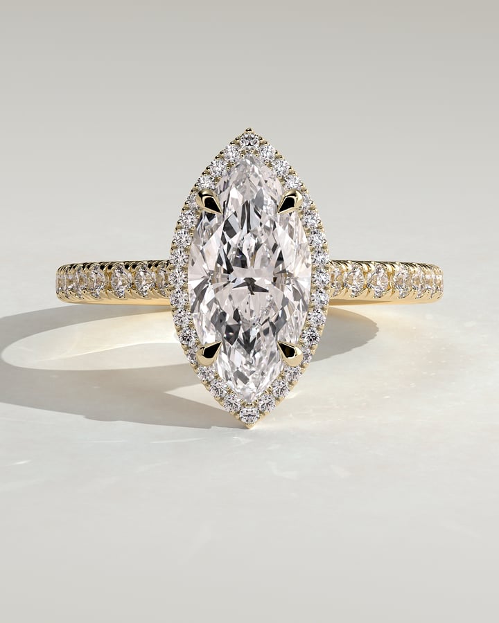 2 CT Marquise Cut Halo and Pave Lab Grown Diamond Engagement Ring