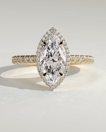 2 CT Marquise Cut Halo and Pave Lab Grown Diamond Engagement Ring