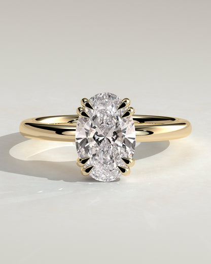 2 CT Oval Cut Hidden Halo Styled Lab Grown Diamond Engagement Ring
