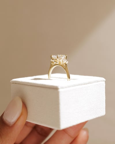 2 CT Elongated Cushion Shaped Three Stone Lab Grown Diamond Engagement Ring