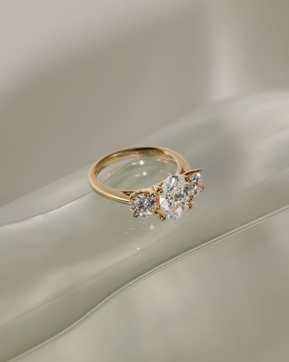 2 CT Oval Cut Three Stone Lab Grown Diamond Engagement Ring