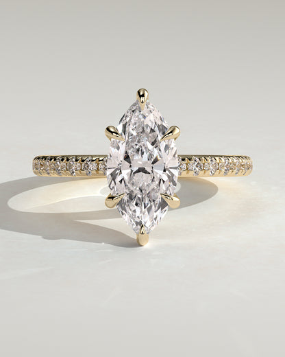 2.0 CT Marquise Cut Hidden Halo & Pave Lab Grown Diamond Engagement Ring