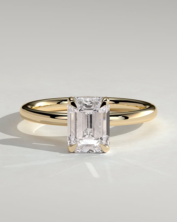 2.0 CT Emerald Cut Hidden Halo Styled Lab Grown Diamond Engagement Ring