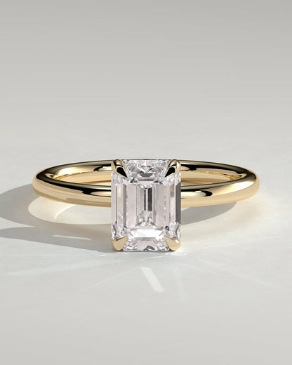 2.0 CT Emerald Cut Hidden Halo Styled Lab Grown Diamond Engagement Ring