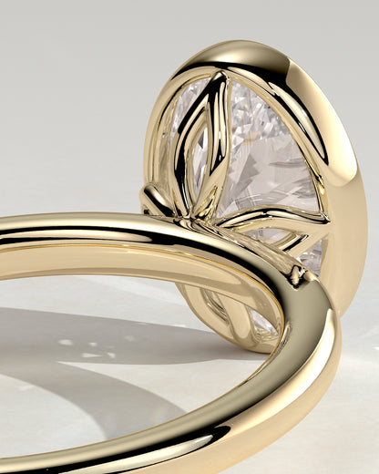 2.0 CT Oval Cut Bezel-Solitaire Lab Grown Diamond Engagement Ring