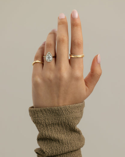 2 CT Pear Cut Halo Style Lab Grown Diamond Engagement Ring