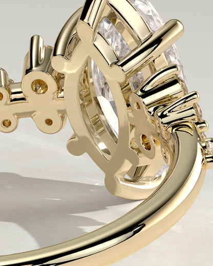 2 CT Marquise Cut Cluster Styled Lab Grown Diamond Engagement Ring