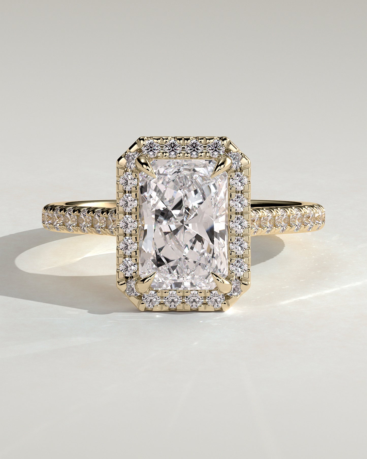 2 CT Radiant Cut Halo and Pave Lab Grown Diamond Engagement Ring