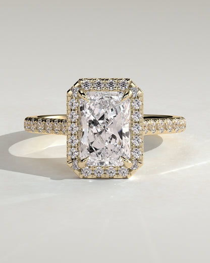 2 CT Radiant Cut Halo and Pave Lab Grown Diamond Engagement Ring