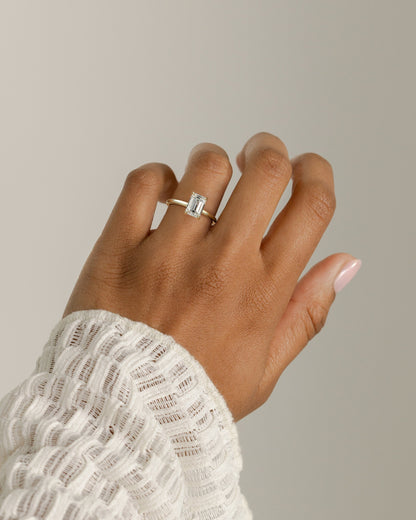 Emerald Hidden Halo Lab Grown Diamond Engagement Ring