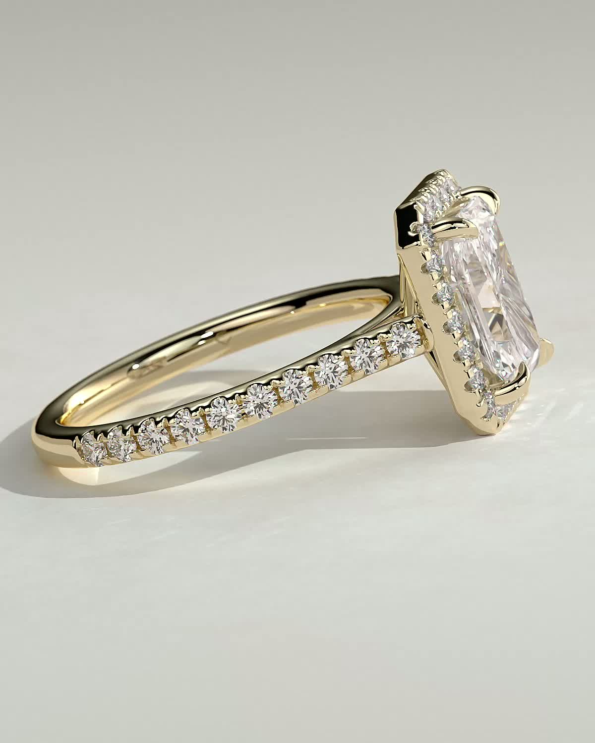 2 CT Radiant Cut Halo and Pave Lab Grown Diamond Engagement Ring