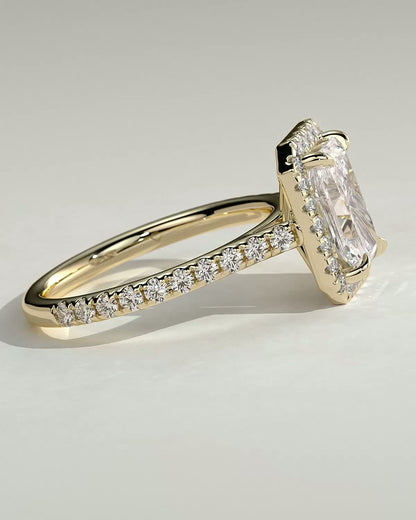 2 CT Radiant Cut Halo and Pave Lab Grown Diamond Engagement Ring