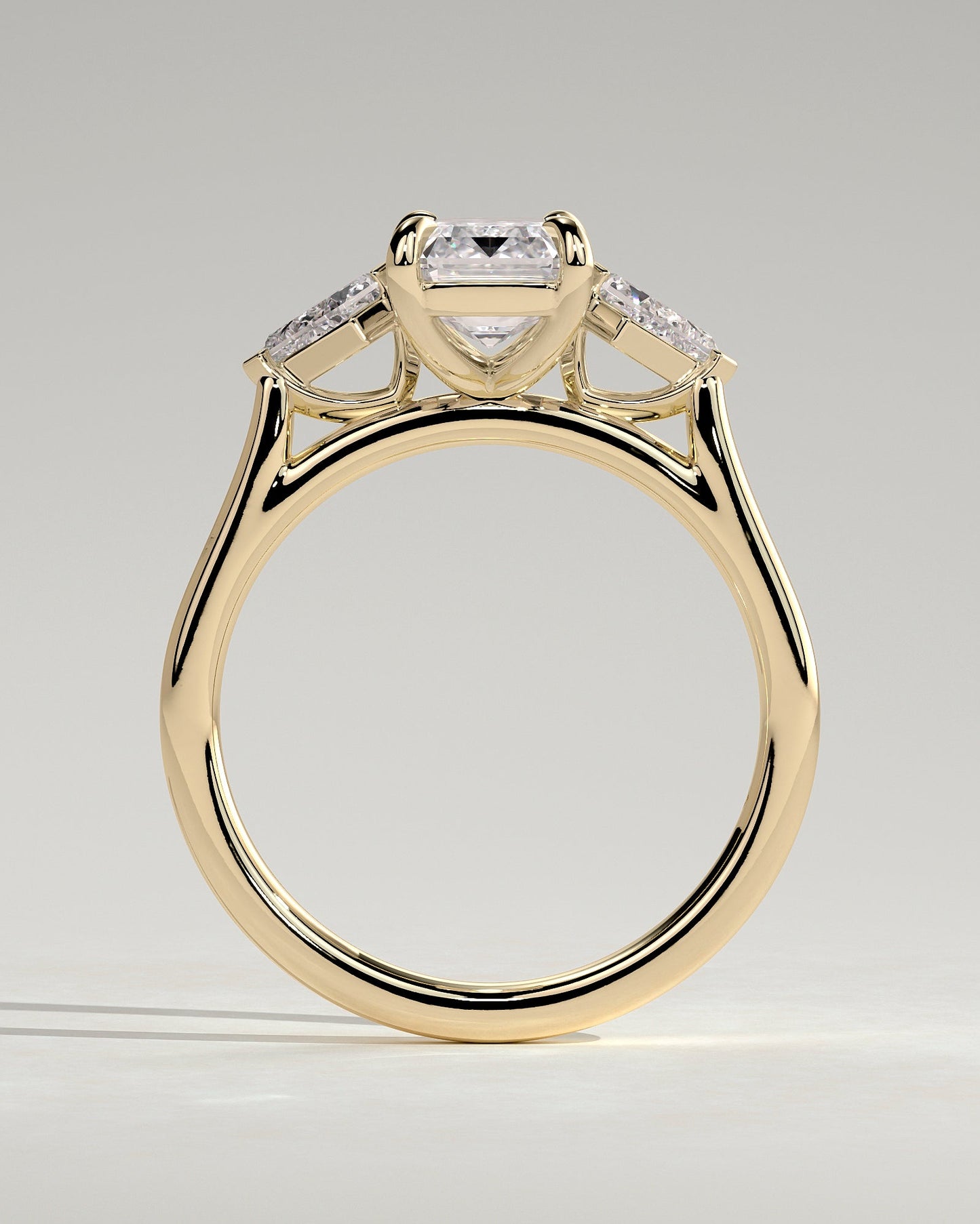 Emerald Three Stones Lab Grown Diamond Engagement Ring
