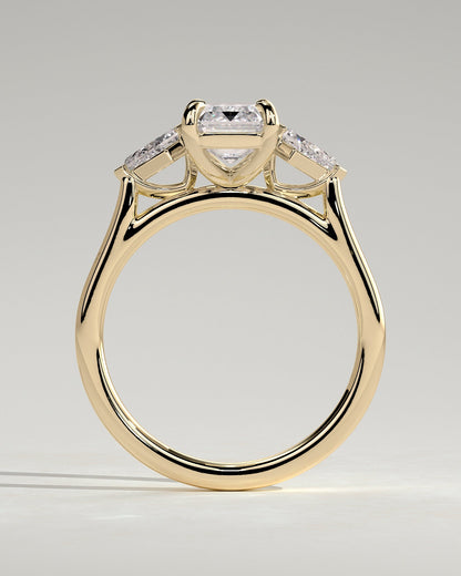 Emerald Three Stones Lab Grown Diamond Engagement Ring