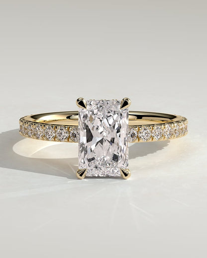 2 CT Radiant Cut Pave & Hidden Halo Styled Lab Grown Diamond Engagement Ring