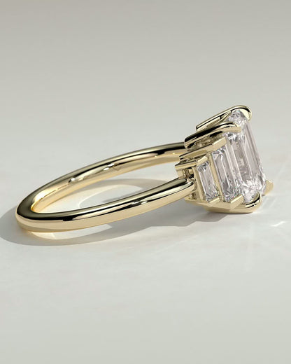 2 CT Emerald Cut Cluster Styled Lab Grown Diamond Engagement Ring