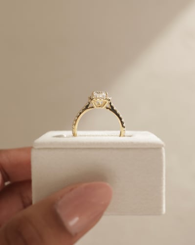 2 CT Pear Cut Halo and Pave Lab Grown Diamond Engagement Ring