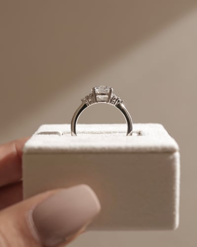 2 CT Round Cut Cluster Style Lab Grown Diamond Engagement Ring