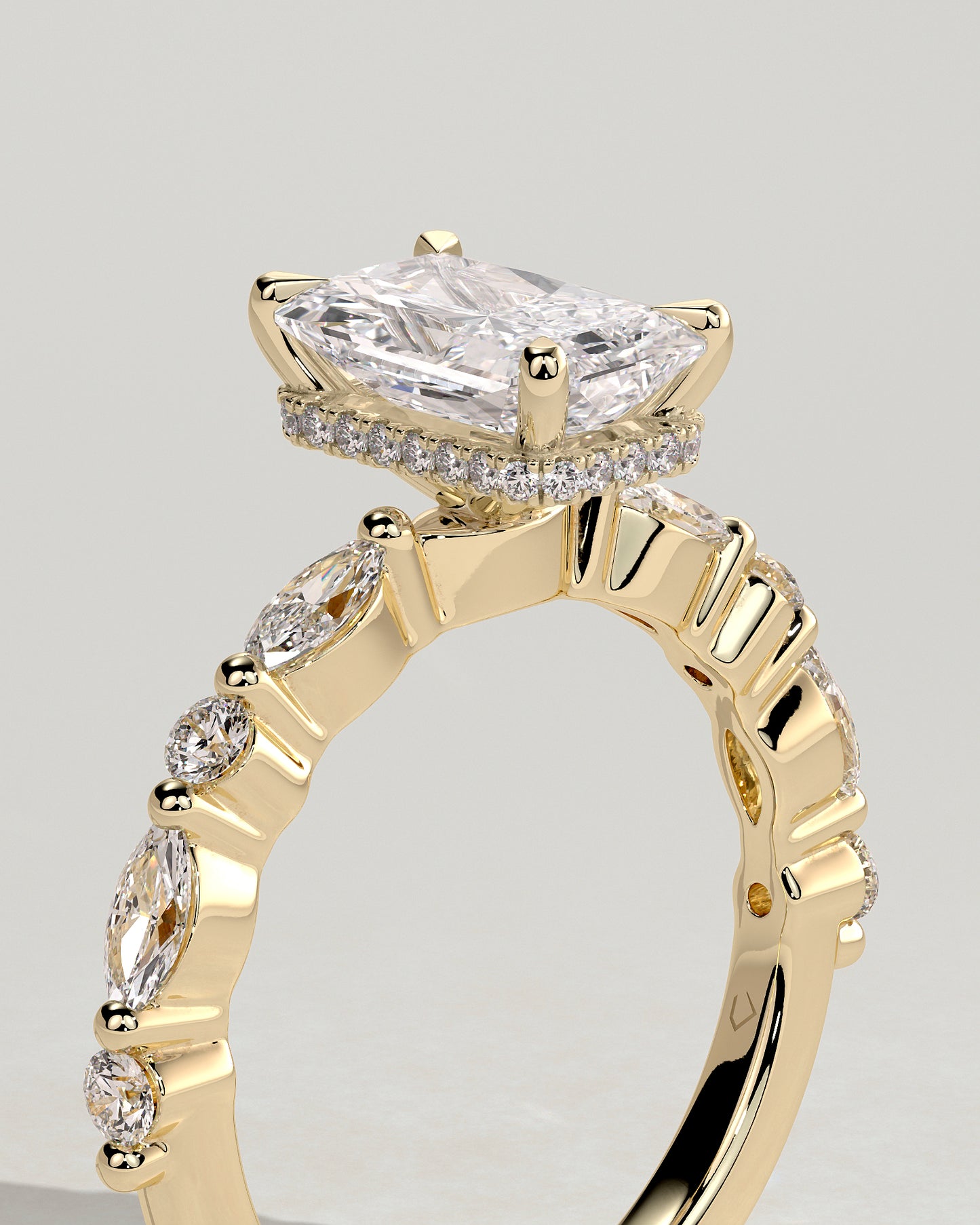 2 CT Radiant Cut Hidden Halo & Pave Lab Grown Diamond Engagement Ring