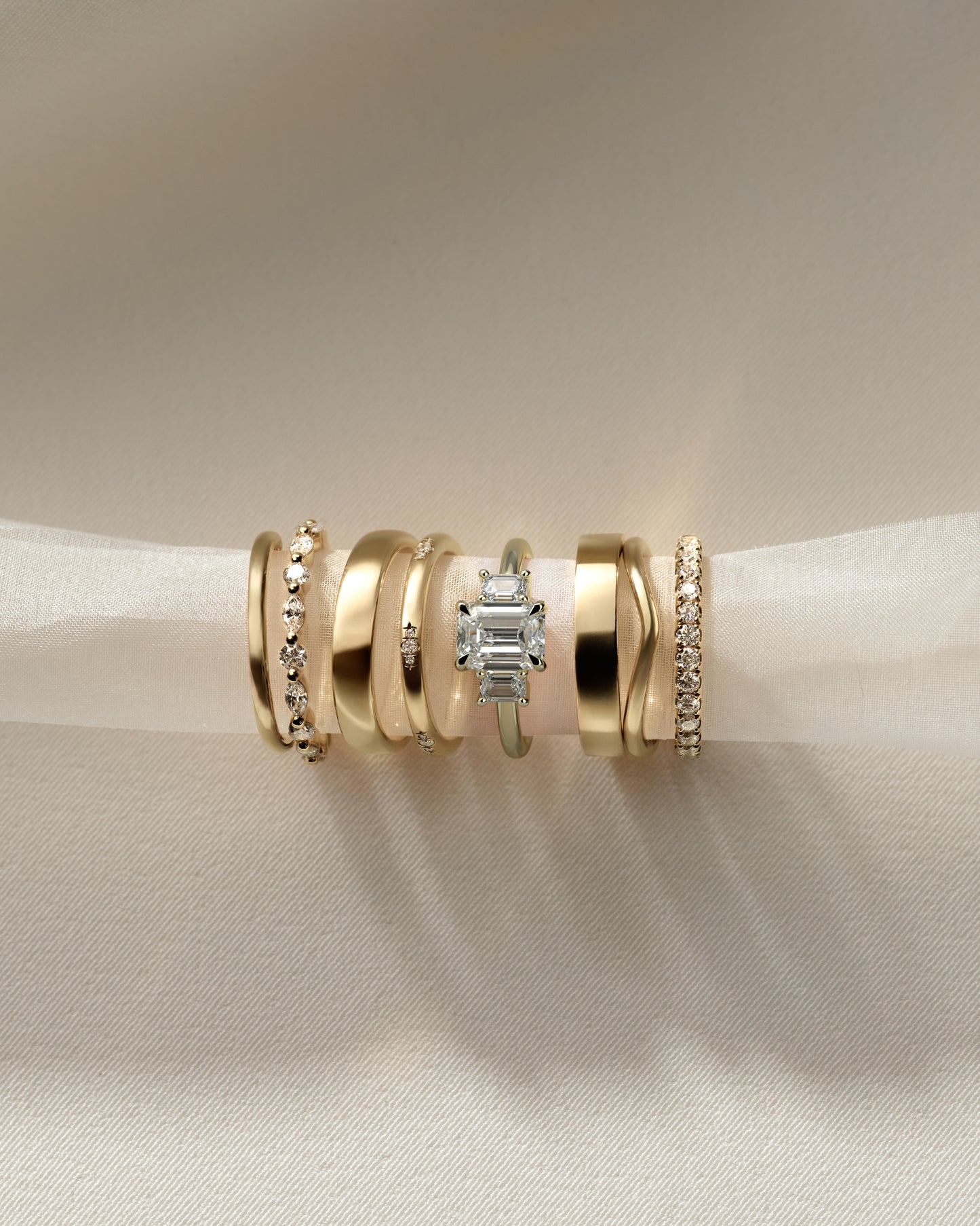 2 CT Emerald Cut Three Stone Lab Grown Diamond Engagement Ring