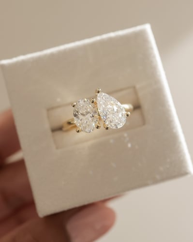 3.0 CT Oval & Pear Cut Toi Et Moi Lab Grown Diamond Engagement Ring