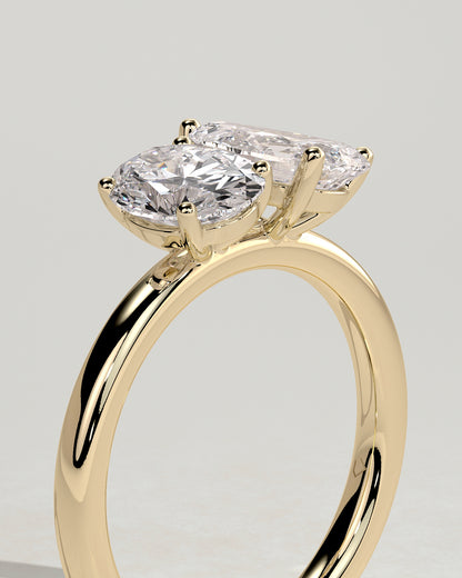 3.0 CT Oval & Pear Cut Toi Et Moi Lab Grown Diamond Engagement Ring