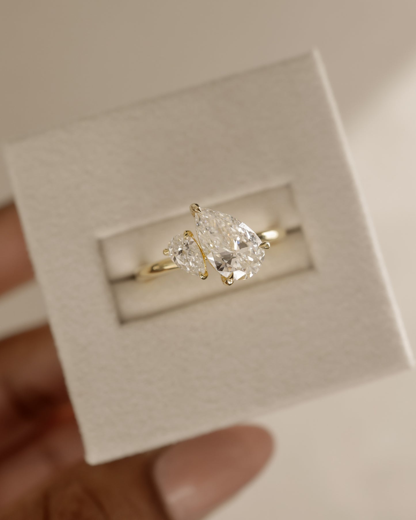 2.8 CT Pear Cut Toi Et Moi Lab Grown Diamond Engagement Ring