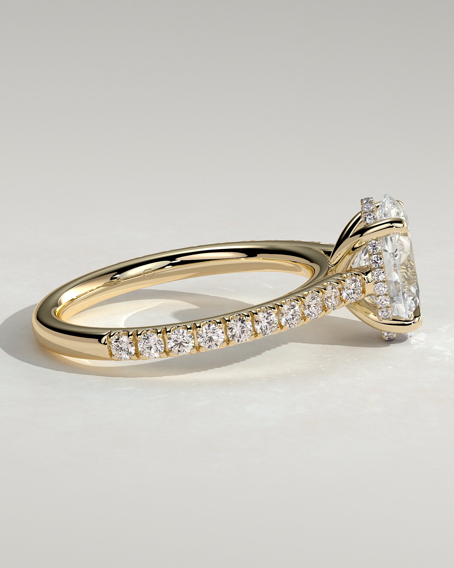 2.0 CT Oval Cut Pave & Cathedral Lab Grown Diamond Engagement Ring
