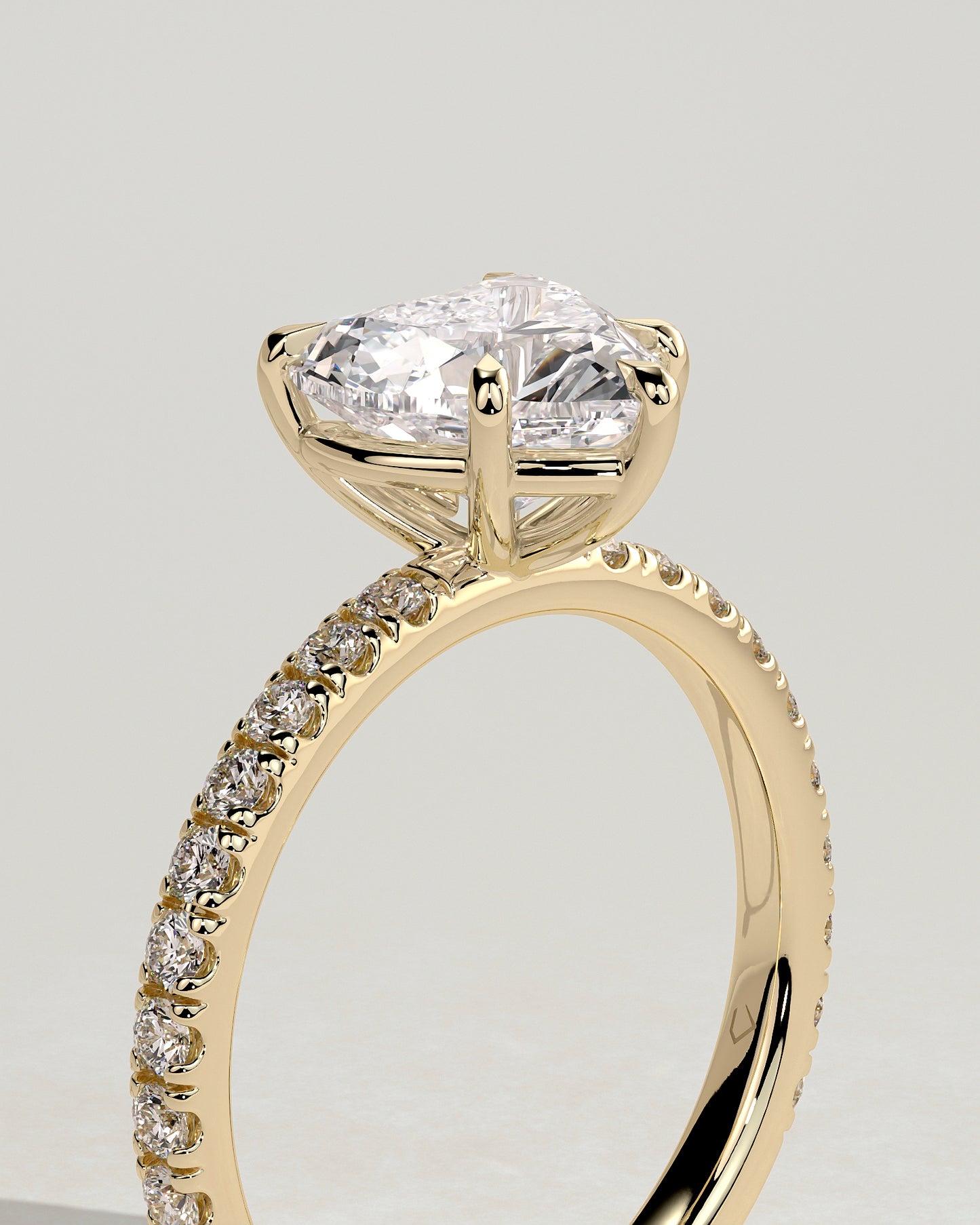 2 CT Heart Cut Pave Styled Lab Grown Diamond Engagement Ring
