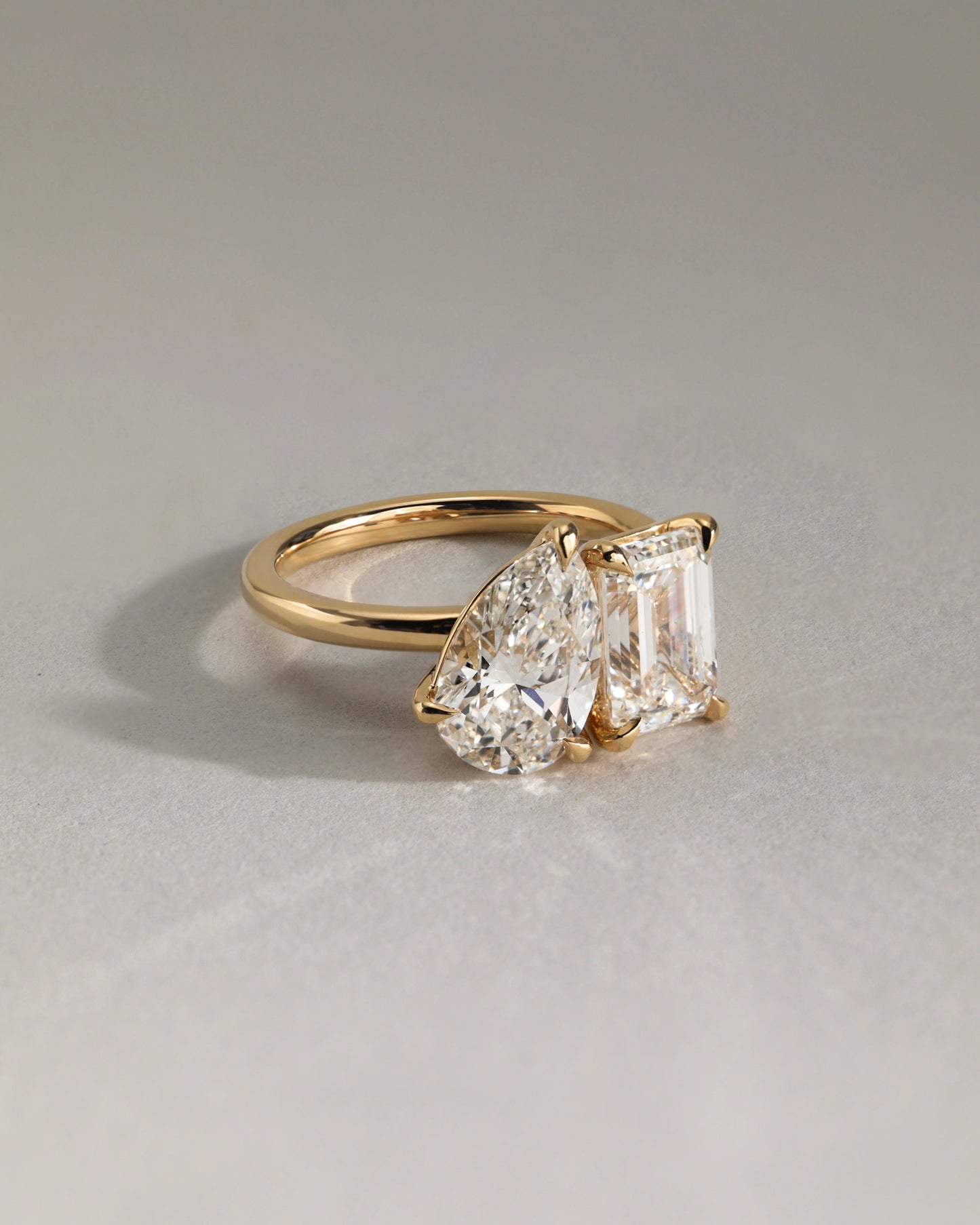 3.3 CT Emerald & Pear Cut Toi Et Moi Lab Grown Diamond Engagement Ring