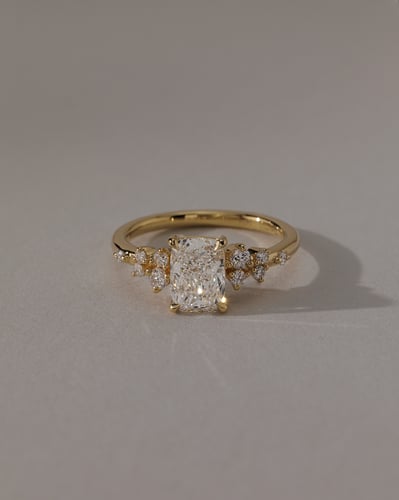 2.0 CT Elongated Cushion Cut Cluster Lab Grown Diamond Engagement Ring