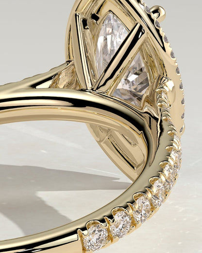 2 CT Marquise Cut Halo and Pave Lab Grown Diamond Engagement Ring