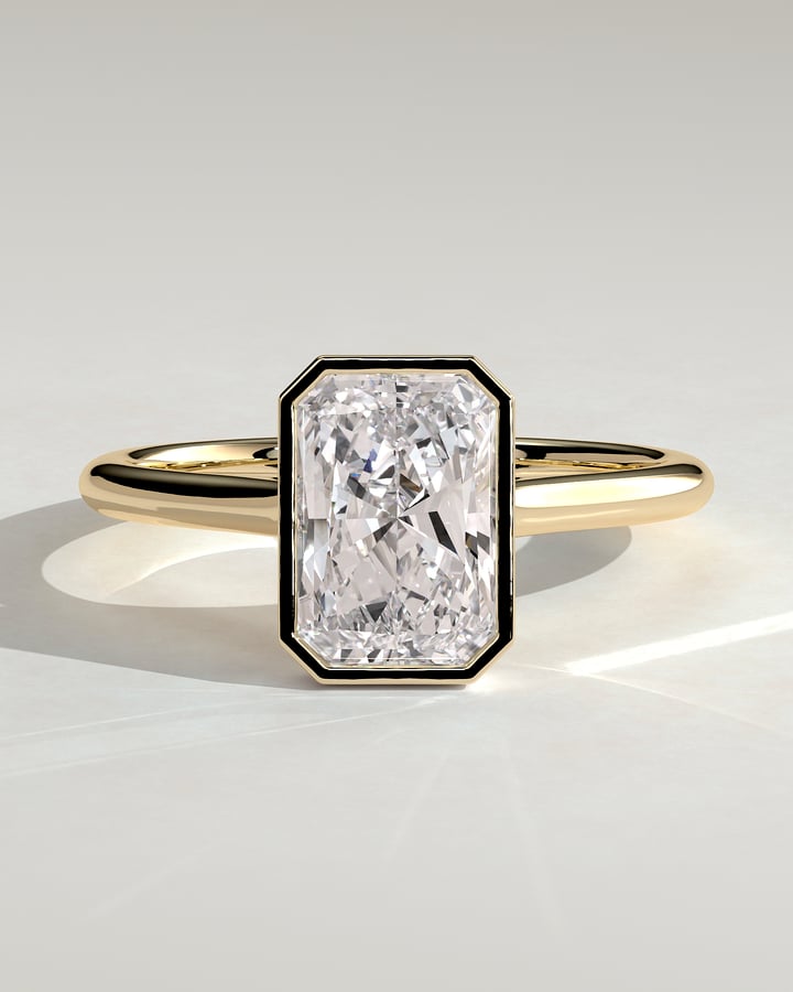 2 CT Radiant Cut Bezel & Solitaire Lab Grown Diamond Engagement Ring