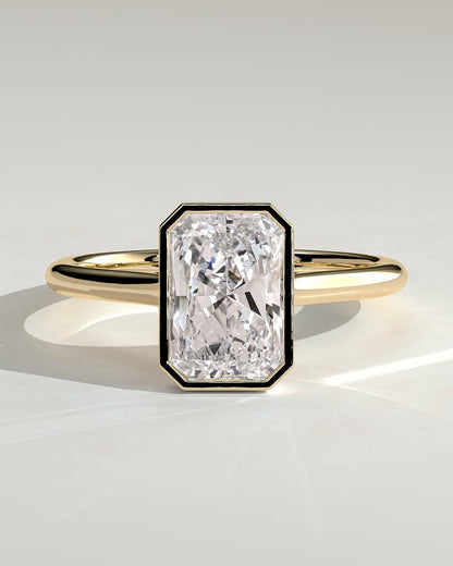 2 CT Radiant Cut Bezel & Solitaire Lab Grown Diamond Engagement Ring