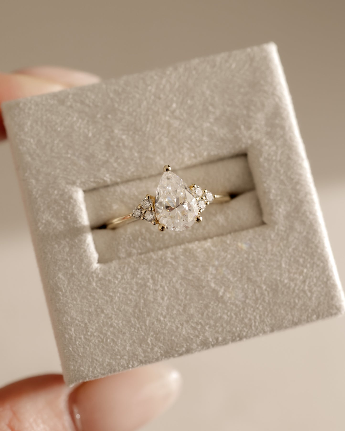 2 CT Pear Cut Cluster Styled Lab Grown Diamond Engagement Ring