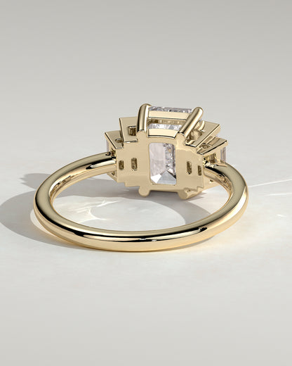 2 CT Emerald Cut Cluster Styled Lab Grown Diamond Engagement Ring