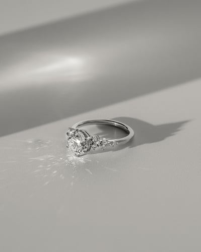 2 CT Round Cut Cluster Styled Lab Grown Diamond Engagement Ring