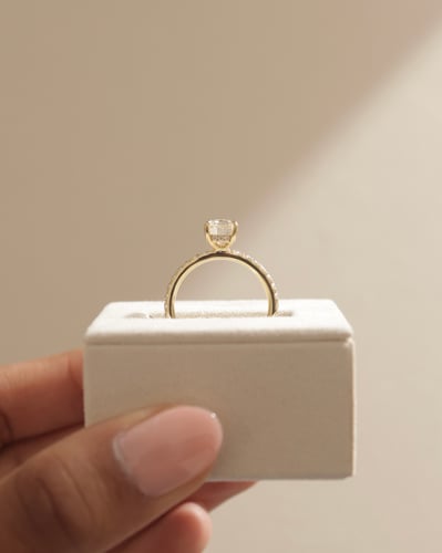 2 CT Elongated Cushion Cut Pave & Hidden Halo Lab Grown Diamond Engagement Ring