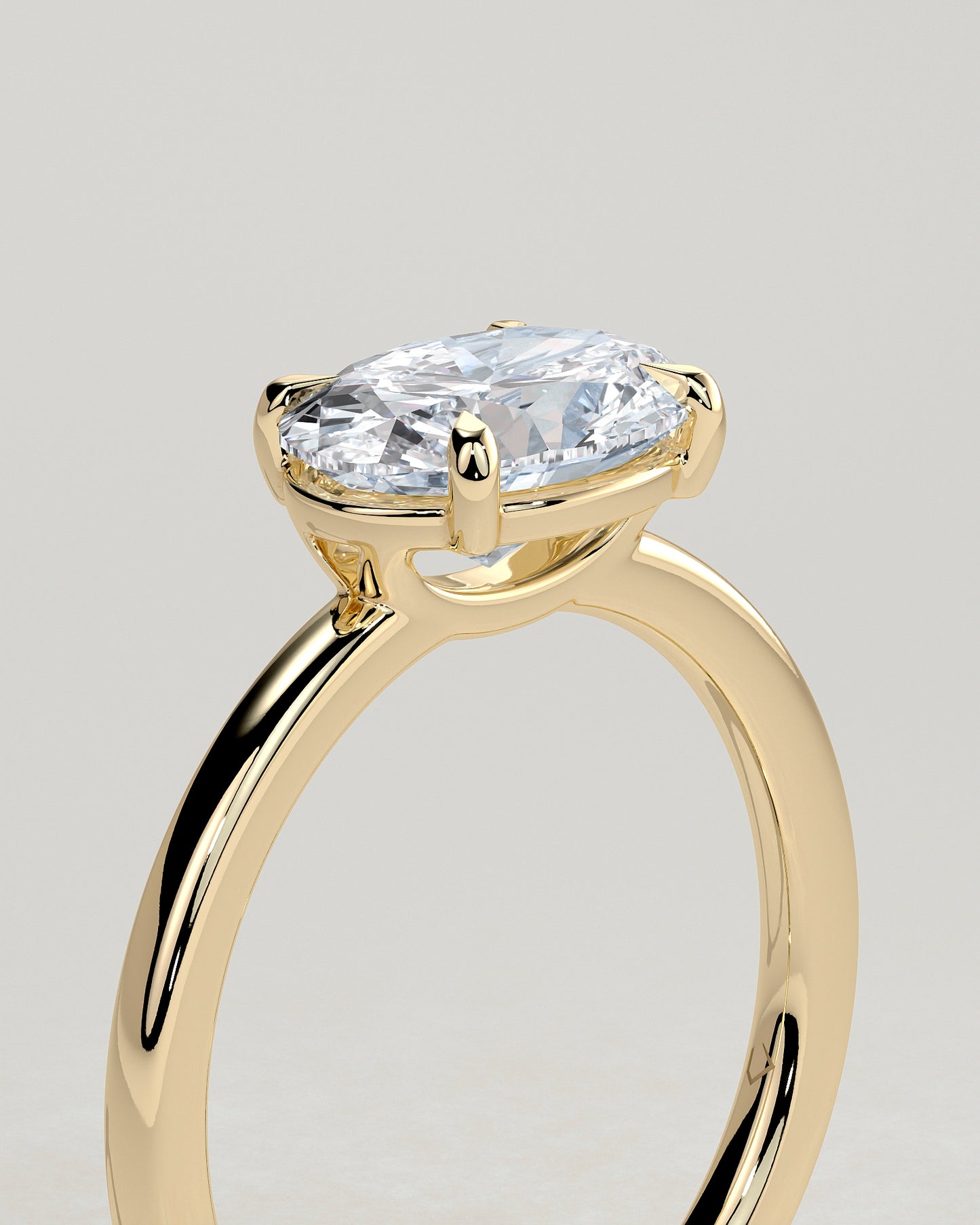 2.0 CT Oval East-West Solitaire Lab Grown Diamond Engagement Ring