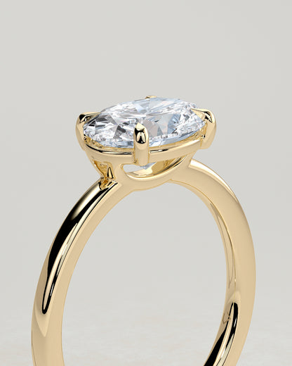 2.0 CT Oval East-West Solitaire Lab Grown Diamond Engagement Ring