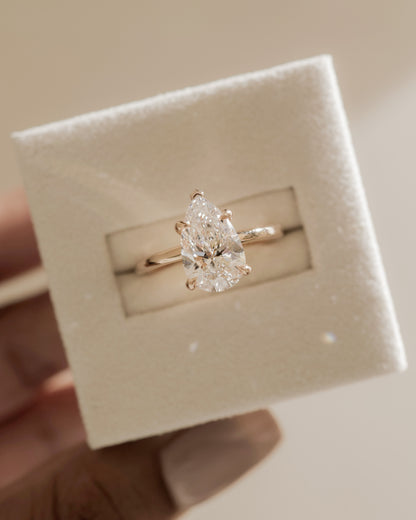 2 CT Pear Cut Hidden Halo Lab Grown Diamond Engagement Ring