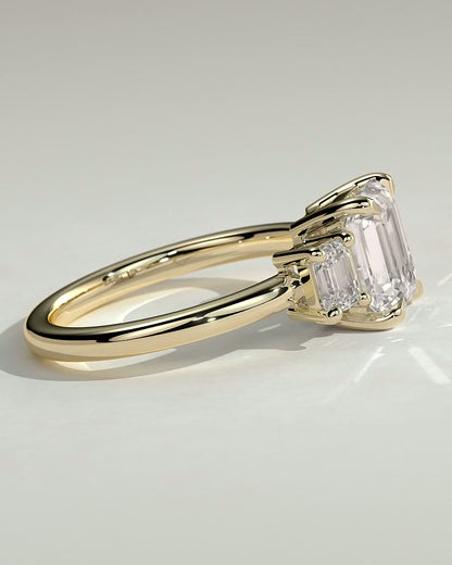 2 CT Emerald Cut Three Stone Lab Grown Diamond Engagement Ring