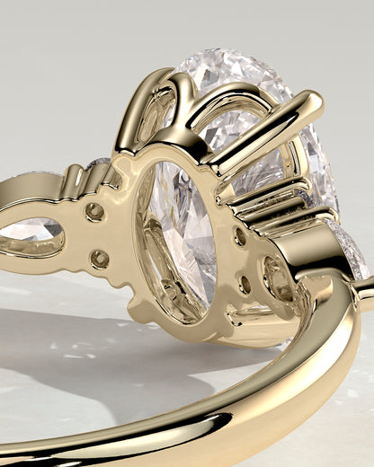 2 CT Oval Cut Cluster Lab Grown Diamond Engagement Ring