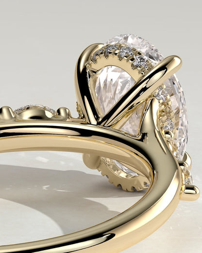 2.0 CT Oval Cut Criss Cross Pave Lab Grown Diamond Engagement Ring