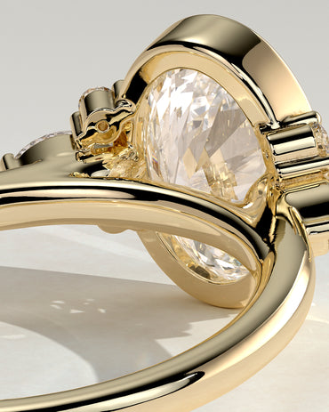 2 CT Oval Cut Cluster & Bezel Lab Grown Diamond Engagement Ring