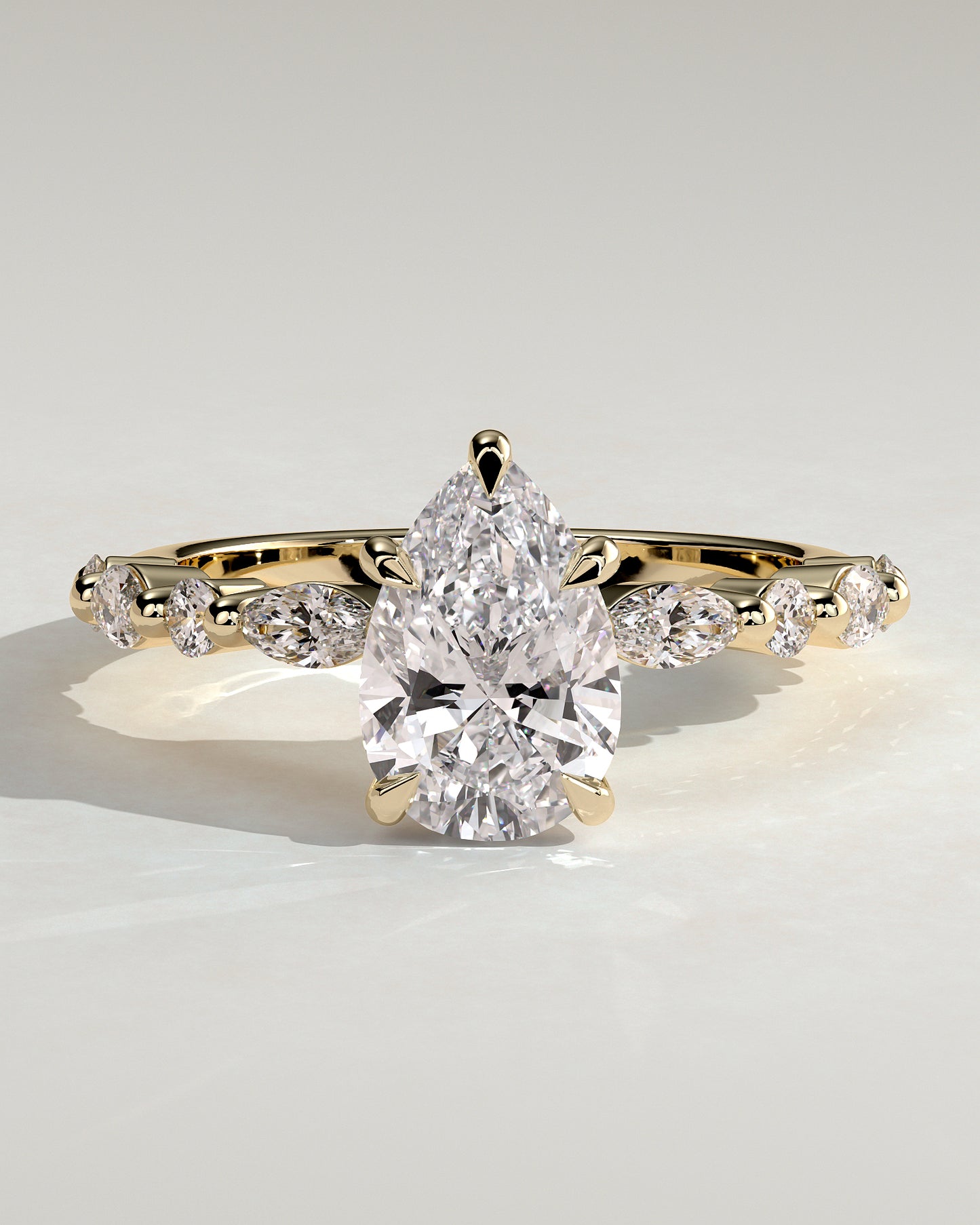 2 CT Pear Cut Pave Styled Lab Grown Diamond Engagement Ring