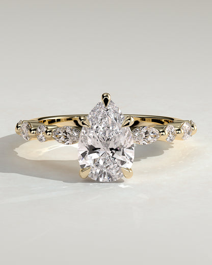 2 CT Pear Cut Pave Styled Lab Grown Diamond Engagement Ring